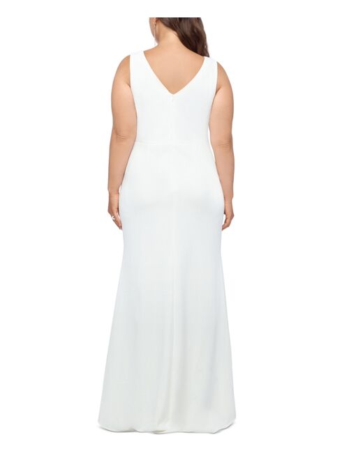 Betsy & Adam Plus Size Bow-Detail Gown