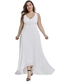 Women's V-Neck Hi-Lo Wedding Party Bridesmaid Dresses Plus Size 9983PZ