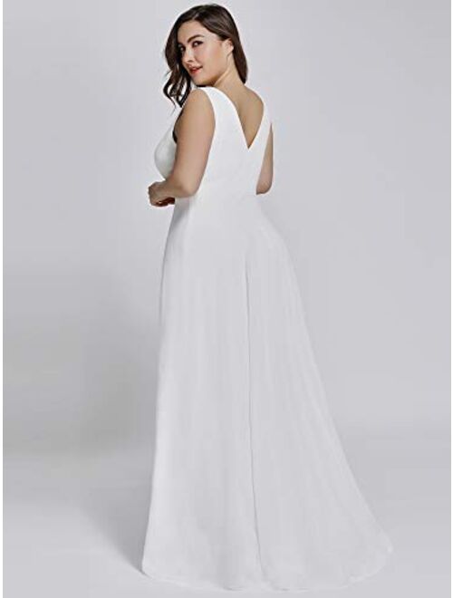 Ever-Pretty Women's V-Neck Hi-Lo Wedding Party Bridesmaid Dresses Plus Size 9983PZ