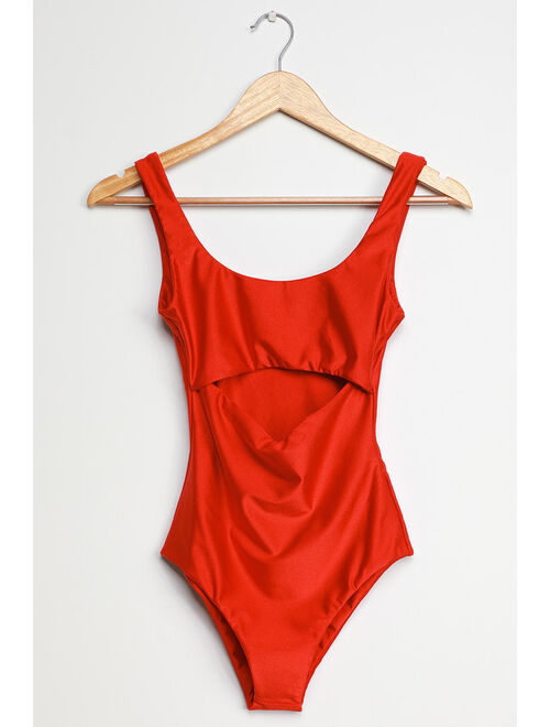 Lulus Lightning Bolt Berry Red One-Piece Swimsuit