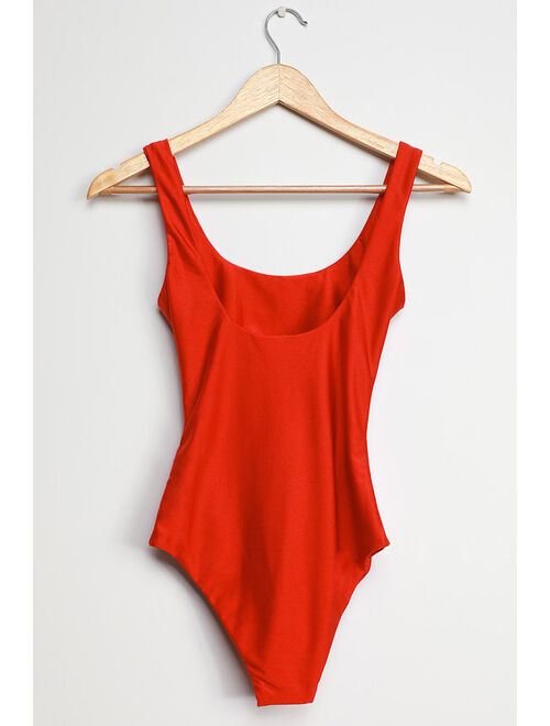 Lulus Lightning Bolt Berry Red One-Piece Swimsuit