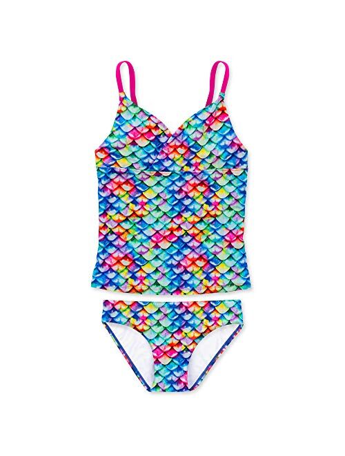 Fin Fun Mermaid Scale Coordinating Swimwear for Girls, Tankini Set, Top and Bottom Included, Mermaid Swimsuit for Girls