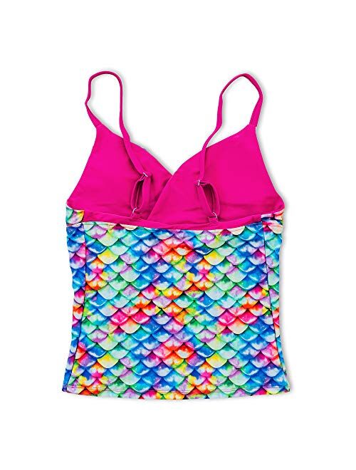 Fin Fun Mermaid Scale Coordinating Swimwear for Girls, Tankini Set, Top and Bottom Included, Mermaid Swimsuit for Girls