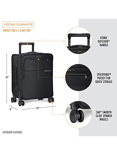 Briggs & Riley Baseline-Softside CX Expandable Medium Checked Spinner Luggage, Black, 25-Inch
