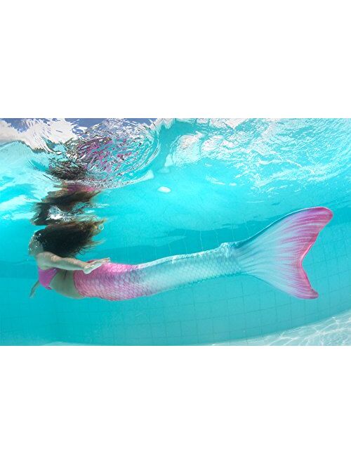 Fin Fun Limited Edition Wear-Resistant Mermaid Tail for Swimming, Kids and Adults, Monofin Included, for Girls and Boys, Bahama Blush, Adult Small
