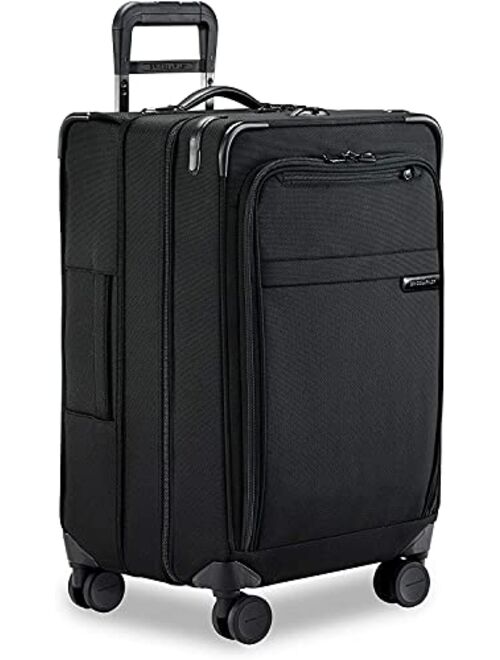 Briggs & Riley Baseline-Softside CX Expandable Medium Checked Spinner Trunk, Black, 25-Inch