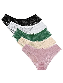 Lace Panties for Women Ultra Thin Sexy Lace Underwear Briefs 5-Pack
