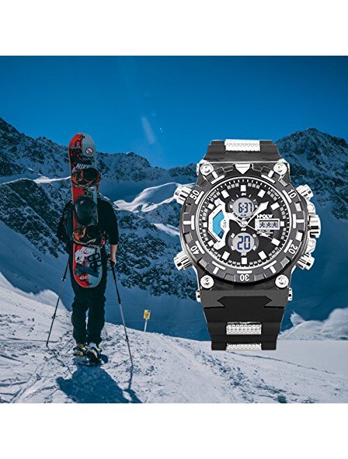 SIBOSUN LED Digital Wrist Watch, Multifunctional Military Watch, Stopwatch Waterproof Big Face Mens Sports Watches