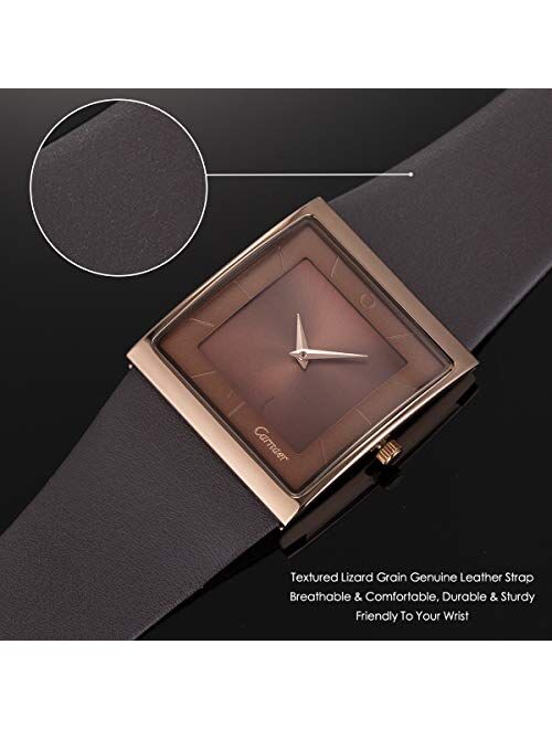 Wrist Watch Minimalist Men Square Dial Bussiness Style SIBOSUN Leather Strap Quartz Analog