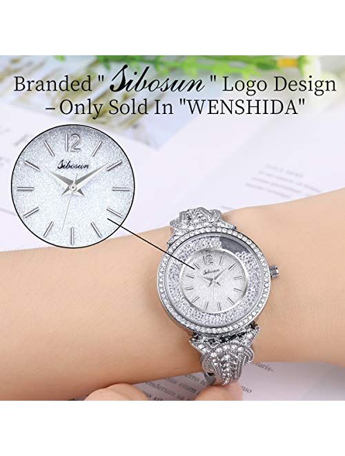 SIBOSUN Lady Women Wrist Watch Quartz Stainless Steel Crystal Dress Fashion Bracelet + Life Tree Family Tree Card Amazing Lady for Mother Sister Girlfriend Mother-in-Law