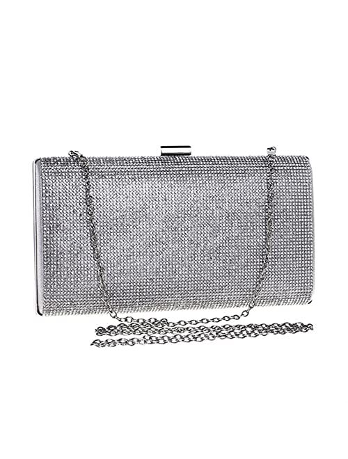 Mubolin Luxury Crystal Clutch Women Rhinestone Evening Bag (Color : Silver)
