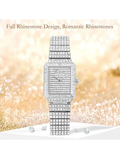 SIBOSUN Ladies Watch Luxury Women Watch Crystal Rhinestone Diamond Watches Quartz Stainless Steel Strap Wristwatch Wrist Watches for Women Girl