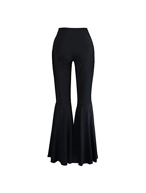 Aro Lora Women's Plus Size High Waist Ruffle Casual Party Club Flare Bell Bottom Pants