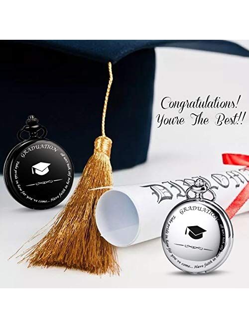 SIBOSUN Graduation for Him - Pocket Watch - Engraved Graduation – Perfect College/High School Graduation or for Son | Him | for Classmates