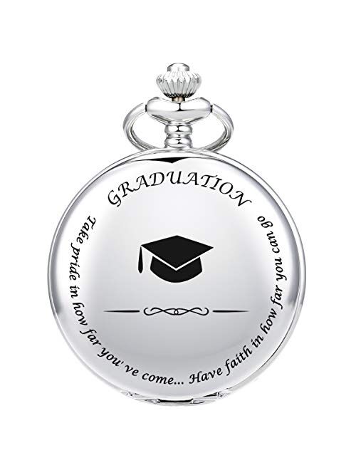 SIBOSUN Graduation for Him - Pocket Watch - Engraved Graduation – Perfect College/High School Graduation or for Son | Him | for Classmates