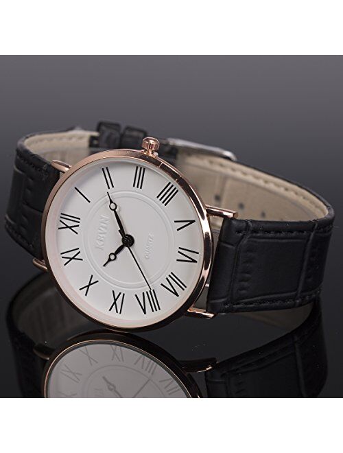 Wrist Watch Mens Ultra-Thin Minimalist SIBOSUN Quartz Leather Strap Classic Roman Numerals Anolog
