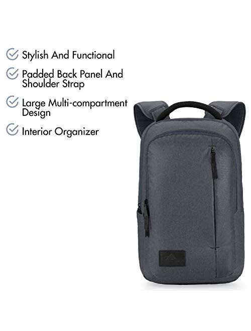 High Sierra Business Slim Pack Laptop Backpack, Mercury Heather/Black, One Size