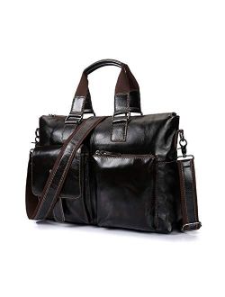 16 Inch Genuine Leather briefcases Laptop Messenger Bags for Men and Women Best Office School College Satchel Bag