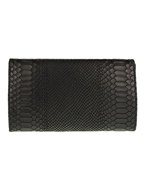 Girly Handbags Snake Print Suede Clutch Bag Italian Leather