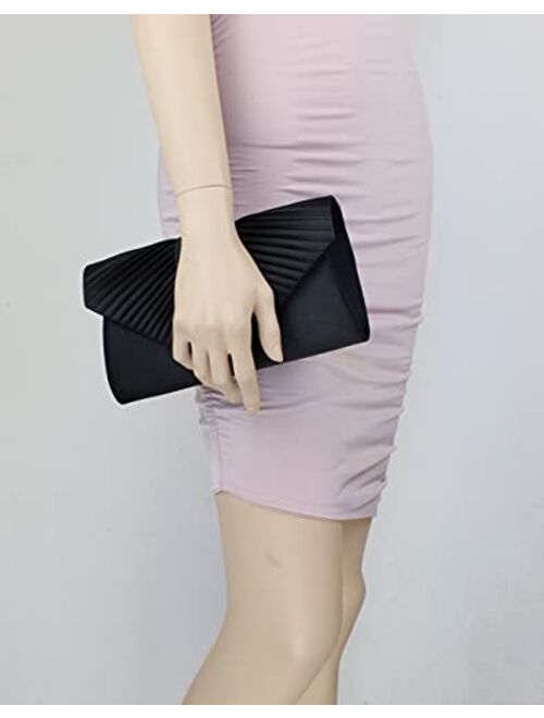Girly Handbags Women Pleated Satin Clutch Bag