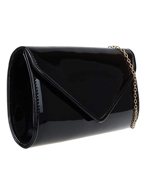 Girly Handbags Womens Plain Glossy Clutch Bag