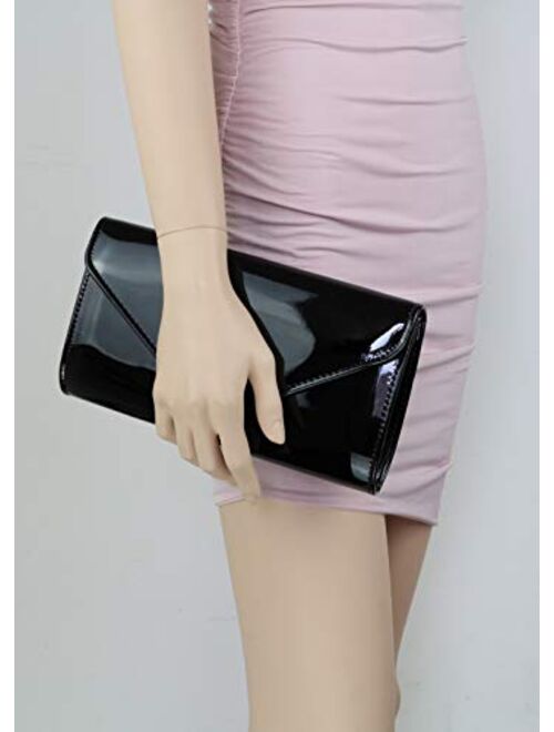 Girly Handbags Womens Plain Glossy Clutch Bag