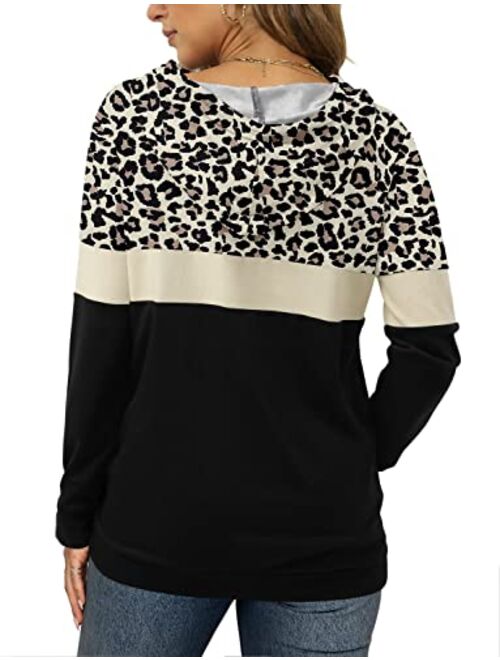Angerella Hoodies for Women Camo Leopard Print Tops Pullover Hooded Sweatshirt Drawstring with Pocket