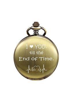 Men's Pocket Watch Gifts for Husband Boyfriend Birthday Valentines Day Wedding Anniversary Fathers Day Christmas, Personalized Engraving for Him