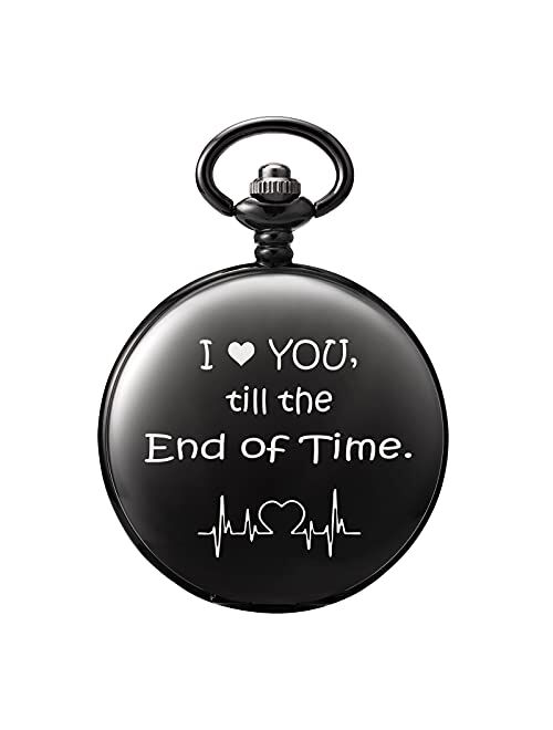 TREEWETO Men's Pocket Watch Gifts for Husband Boyfriend Birthday Valentines Day Wedding Anniversary Fathers Day Christmas, Personalized Engraving for Him