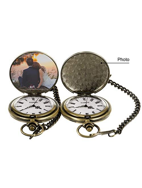 TREEWETO Pocket Watch to Husband Wife Boyfriend Girlfriend Birthday Personalized Engraving Gifts for Men Women Valentine's Day Christmas