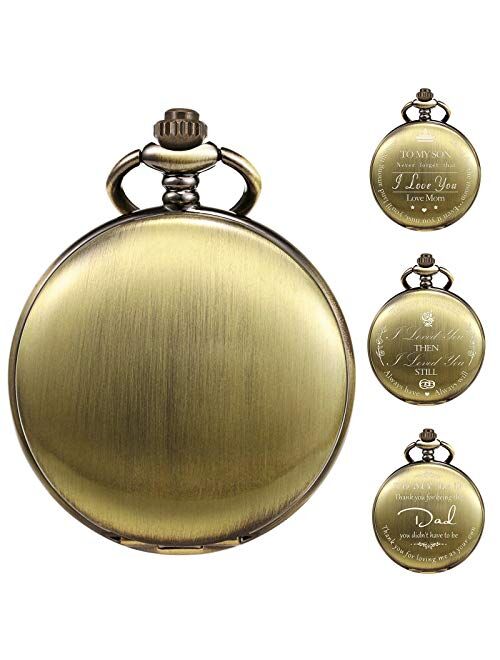TREEWETO Pocket Watch Personalized Engraved Pocket Watch with Chain Men's Birthday Father's Day Father's Day Gift
