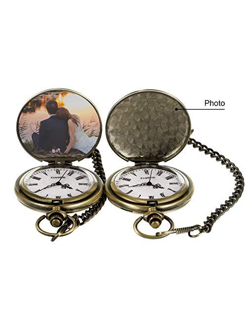 TREEWETO Pocket Watch Personalized Engraved Pocket Watch with Chain Men's Birthday Father's Day Father's Day Gift