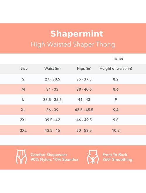 Shapermint High Waist Shapewear Thong, Shapewear for Women, Tummy Control and Compression Thong