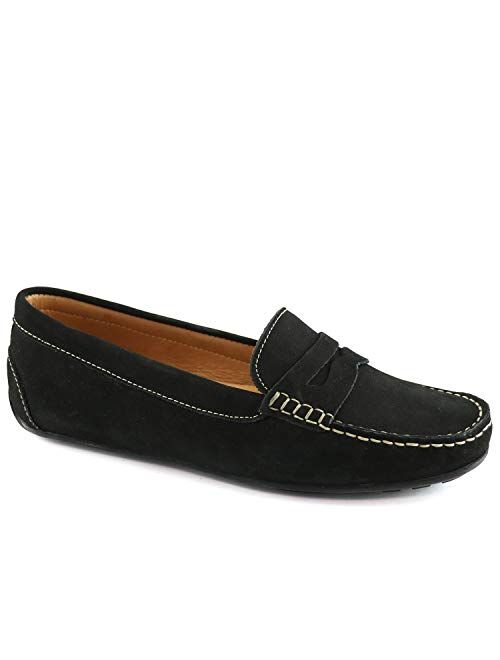Marc Joseph New York MJNY Womens Casual Comfortable Genuine Leather Lightweight Driving Moccasins Classic Fashion Penny Slip On Ladies Driving Loafer Flat Shoes