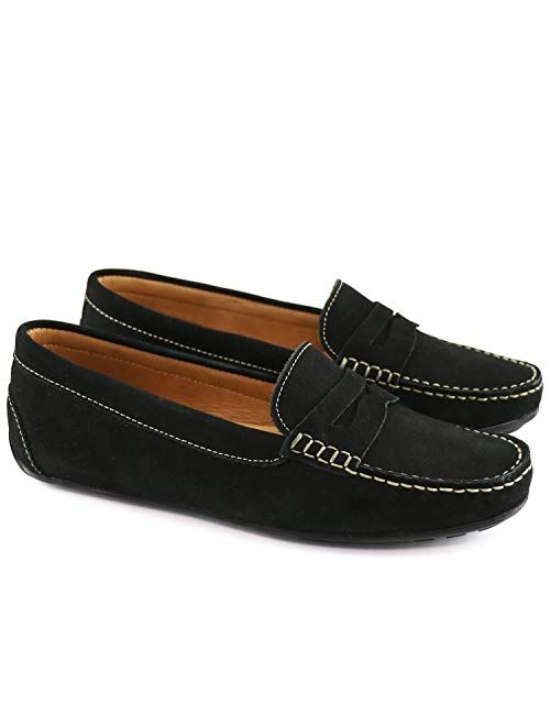 Marc Joseph New York MJNY Womens Casual Comfortable Genuine Leather Lightweight Driving Moccasins Classic Fashion Penny Slip On Ladies Driving Loafer Flat Shoes