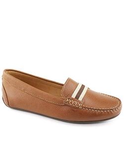 MJNY Womens Casual Comfortable Genuine Leather Lightweight Driving Moccasins Classic Fashion Webstrap Slip On Ladies Driving Loafer Flat Shoes