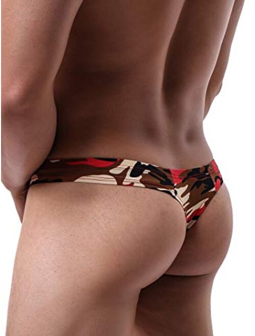 iKingsky Men's Camouflage Thong Underwear Soft Stretch T-back Mens Underwear