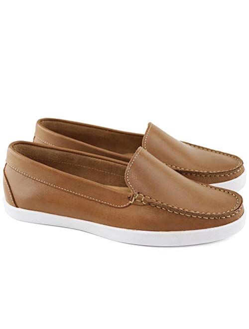 Marc Joseph New York MJNY Womens Casual Comfortable Genuine Leather Lightweight Driving Moccasins Classic Fashion Venetian Slip On Ladies Driving Loafer Flat Boat Shoes