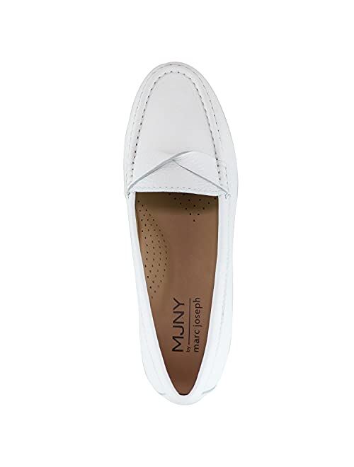 MARC JOSEPH NEW YORK Womens Casual Comfortable Genuine Leather Lightweight Driving Moccasins Classic Fashion Twisted Penny Slip On Ladies Driving Loafer Flat Shoes