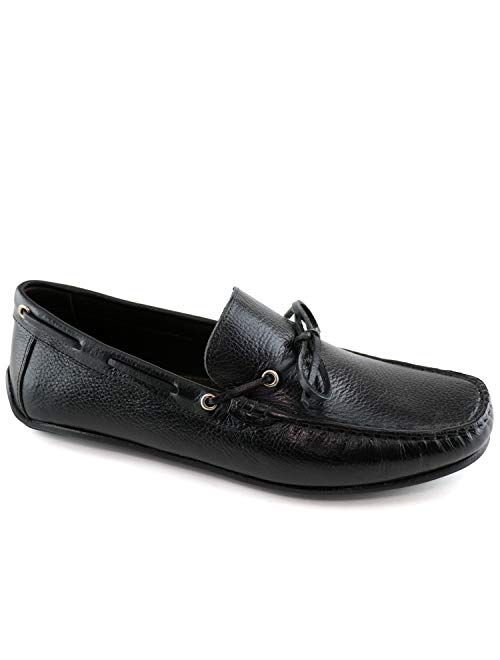 Marc Joseph New York MJNY Mens Casual Comfortable Genuine Leather Lightweight Driving Moccasins Classic Fashion Tie-Bow Loafer Slip On Breathable Driving Loafer