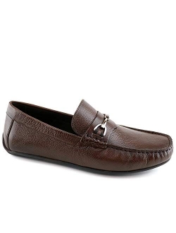 MJNY Mens Casual Comfortable Genuine Leather Lightweight Driving Moccasins Classic Fashion Buckle Loafer Slip On Breathable Driving Loafer