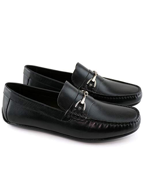 Marc Joseph New York MJNY Mens Casual Comfortable Genuine Leather Lightweight Driving Moccasins Classic Fashion Buckle Loafer Slip On Breathable Driving Loafer