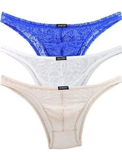 Men's Sexy Brazilian Underwear Lace Pouch Bikini Under Panties Half Back Coverage Mens Underwear