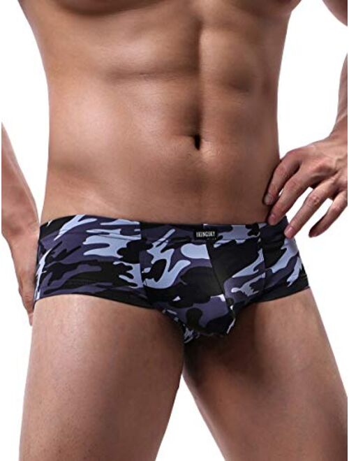 iKingsky Men's Camouflage Cheeky Boxer Briefs Sexy Mini Cheek Thong Underwear Stretch Brazilian Back Mens under Panties