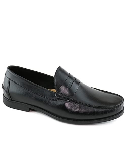 Mens Casual Comfortable Genuine Leather Lightweight Classic Fashion Dress Penny Loafer Slip On Breathable Driving Loafer