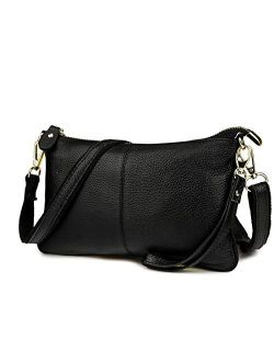 Genuine Leather Clutch Wallet for Women Wristlet Envelop Small Crossbody Purse Card Shoulder Bag