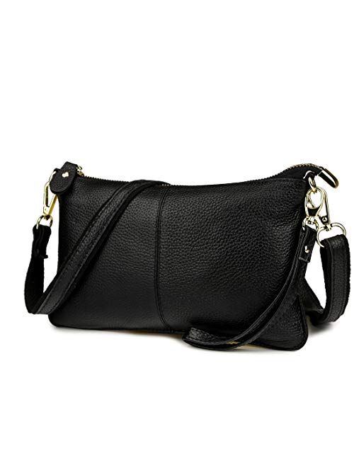 Artwell Genuine Leather Clutch Wallet for Women Wristlet Envelop Small Crossbody Purse Card Shoulder Bag