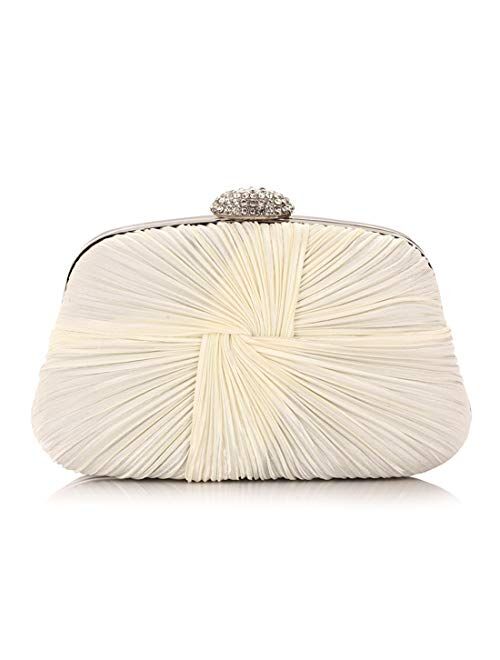 Artwell Pleated Satin Evening Bag Clutch Purses for Women Crossbody bag Party Bag
