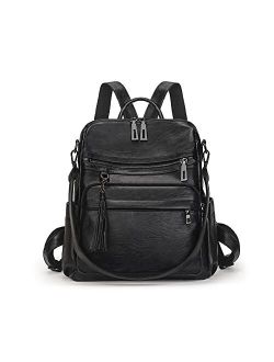 Backpack Purse for Women Fashion PU Leather Designer Travel Large Ladies Shoulder Bags Tote Tassel Rucksack