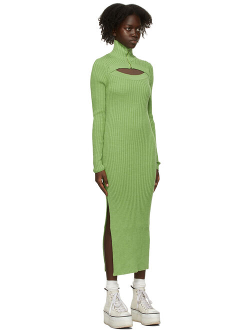 MSGM Green Cut-Out Dress